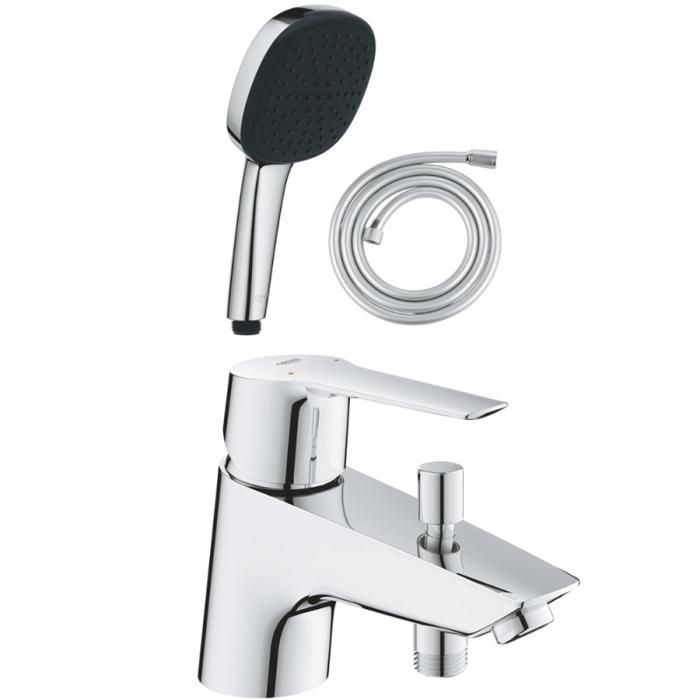 Grohe Pack mitigeur mécanique bain douche Start + Douchette 2 jets Vitalio Comf. 110 + Flexible