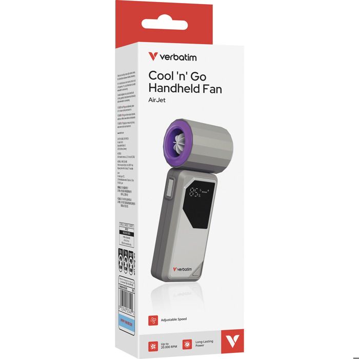 Ventilateur à main sur batterie Verbatim CoolnGo Air Jet (Gris/Violet) - 143