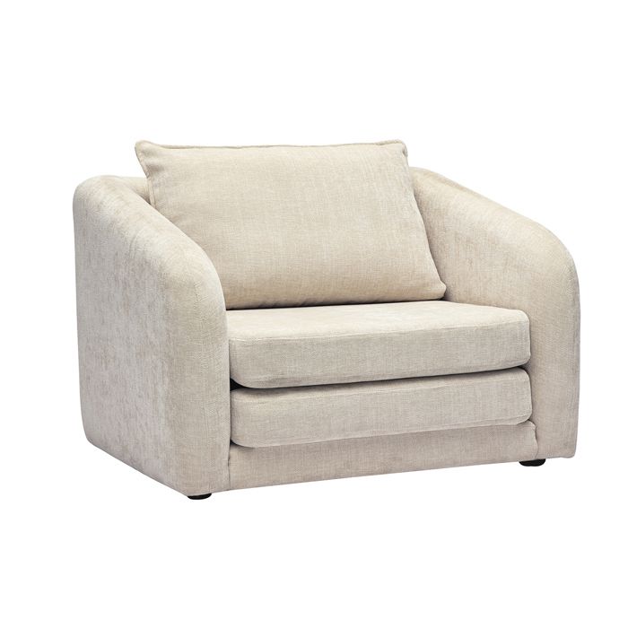 Miliboo - Fauteuil convertible en tissu effet velours texturé beige MAHAUT