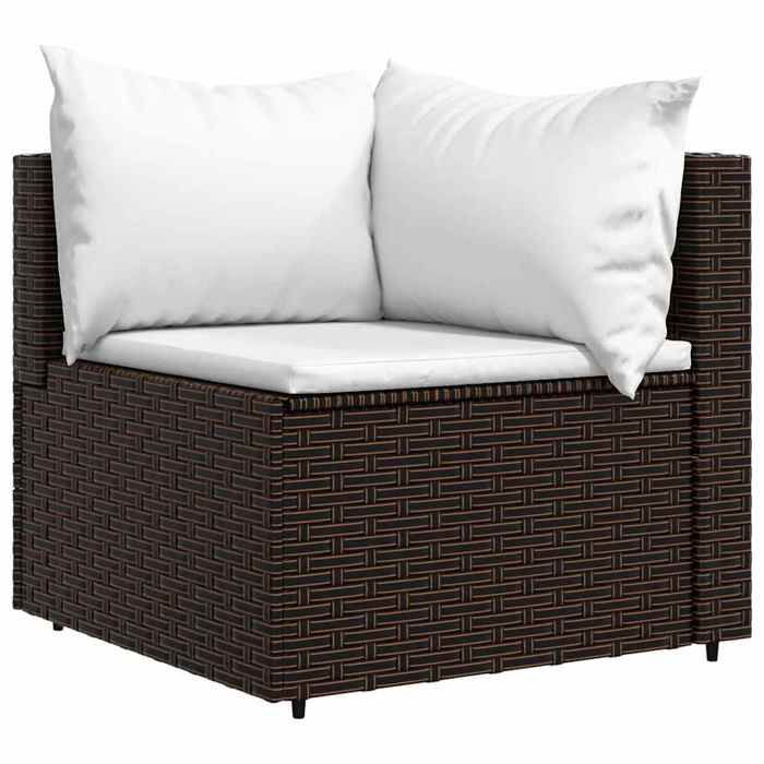 Salon de jardin résine tressée - WIENS - 3 pièces - Coussins marron - Résine tressée - Modulaire