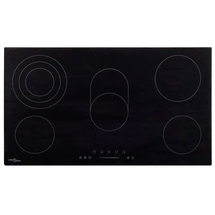 Plaque de cuisson céramique - vidaXL - 5 brûleurs - Contrôle tactile - 8500 W - Noir - 77x52 cm