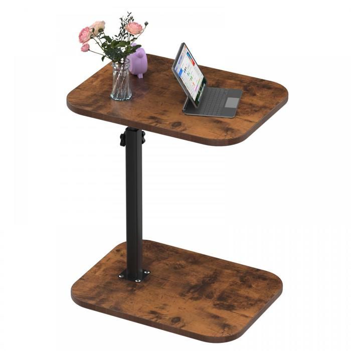 SUPFINE Table d’appoint Hauteur réglable 360 ° pivotant Bout de Canapé C Form Tables Canapé Table Basse 40×30×43-72cm