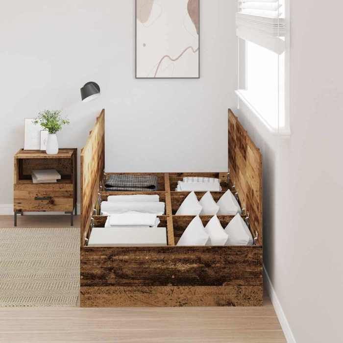 Sarazyj®Lit Coffre - Marron Cadre de lit avec rangement - Bois Ancien - 70 x 190 cm - 77012