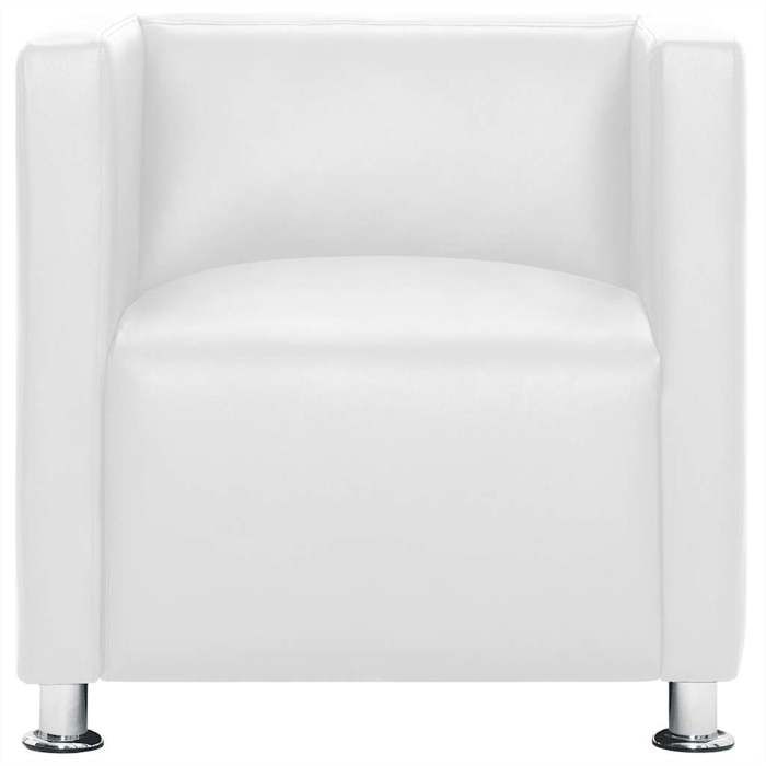 HSFTOP Fauteuil cube - Chiase-CanapéFauteuil simple - 71 x 54 x 69cm - blanc simili cuir 9_438001