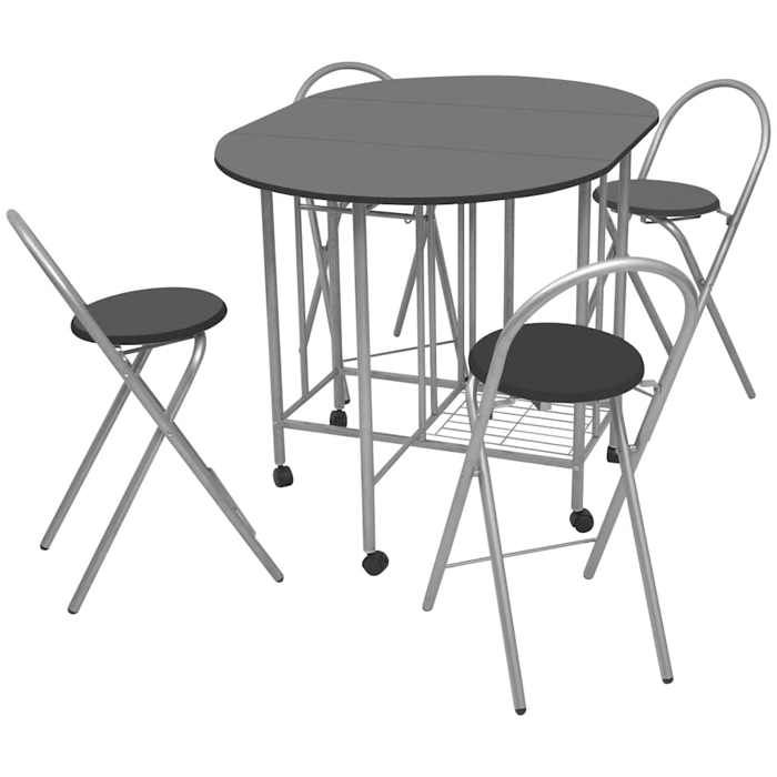 Promotion mars * Chaises et Table de salon SOLDES CHIC Noir Ensemble de salle à manger pliable 5 pcs - Construction Solide - MDF n