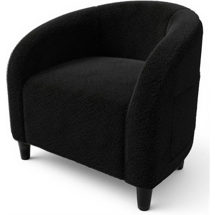 Fauteuil de SalonFauteuil de détente Fauteuil de Lecture/rembourréAspect Lin pour Chambre à CoucherTissu en Velours Noir