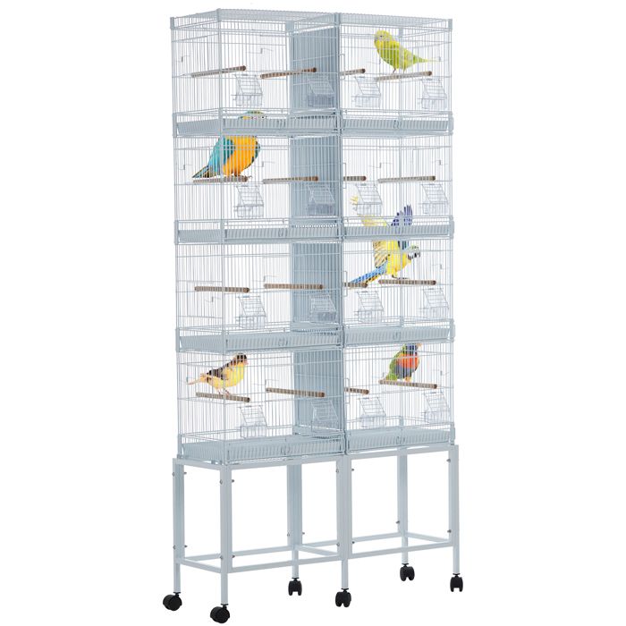 Meilleurs prix pour Cage à oiseaux 62 Pouces 93x46x30 cm avec Roulettes Détection Température Mangeoires pour Perruches Inséparables Blanc