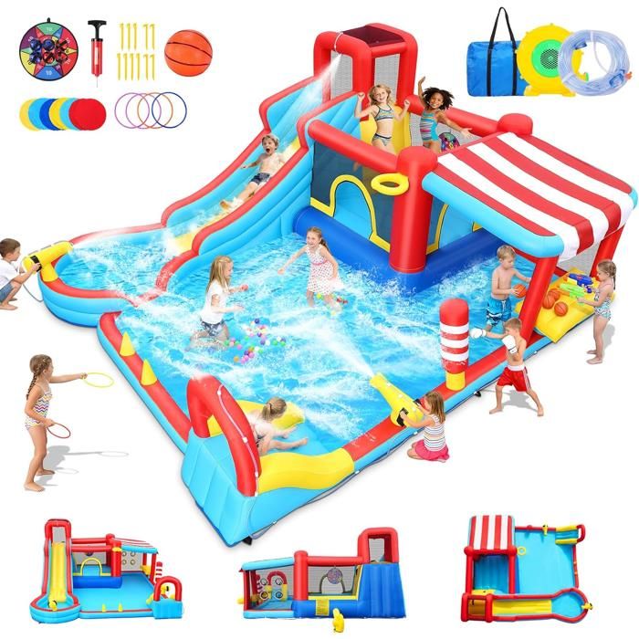 Toboggan Aquatique Gonflable - HOMDOX - Château Gonflable avec Grand
