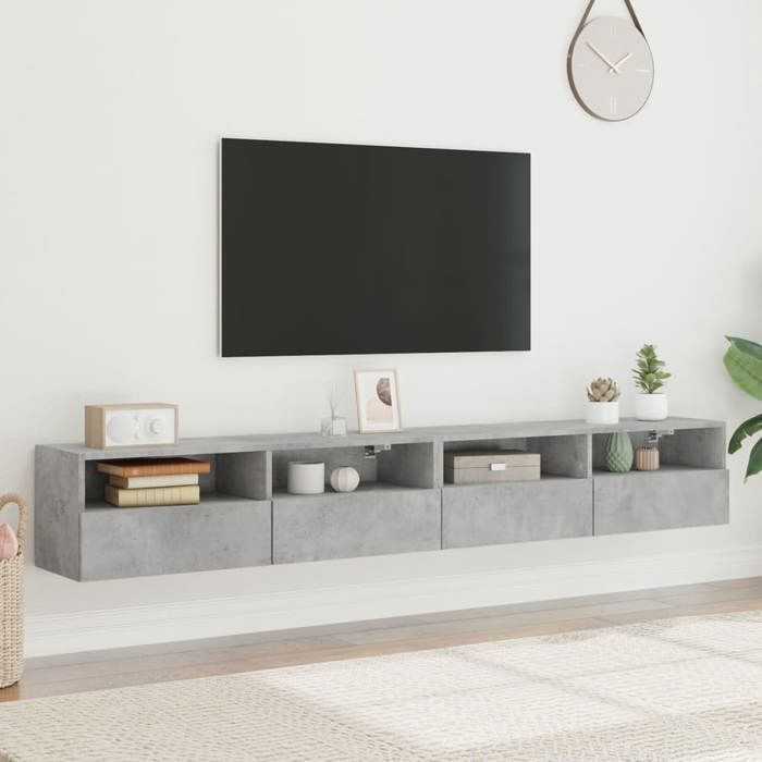 CHIC Gris Meubles TV Set - ZENCORE - MEUBLE muraux - Cabinet Télévision - 2pcs - gris béton 100x30x30cm - Bois dingénierie 5588