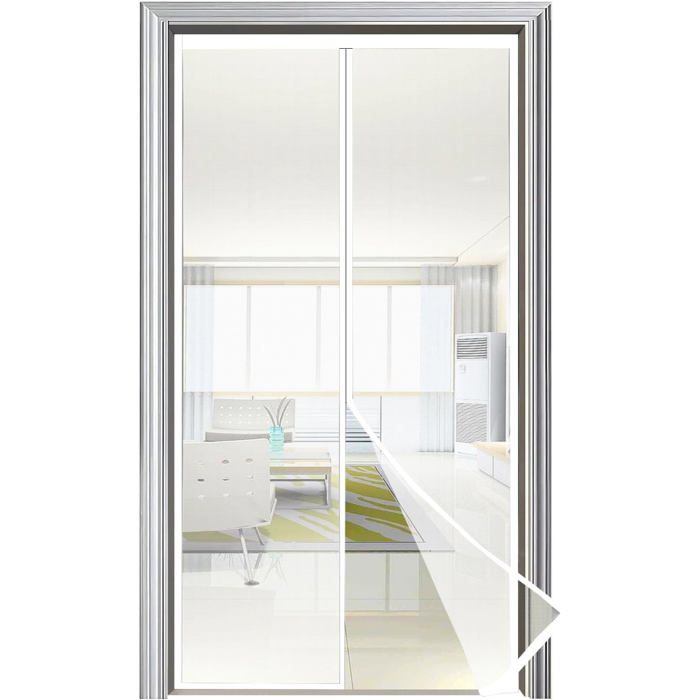 Moustiquaire Porte Fenetre Magnetique 70x210 Blanc Protection Contre les Insectes avec Rideau Aimanté pour Porte et Fenêtre
