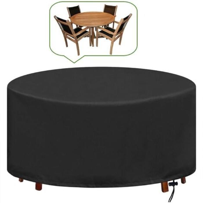 Bache Table de Jardin Ronde Housse pour Table de Jardin Imperméable Anti-UV Oxford Robuste Protection Table Extérieur Ø128X71CM