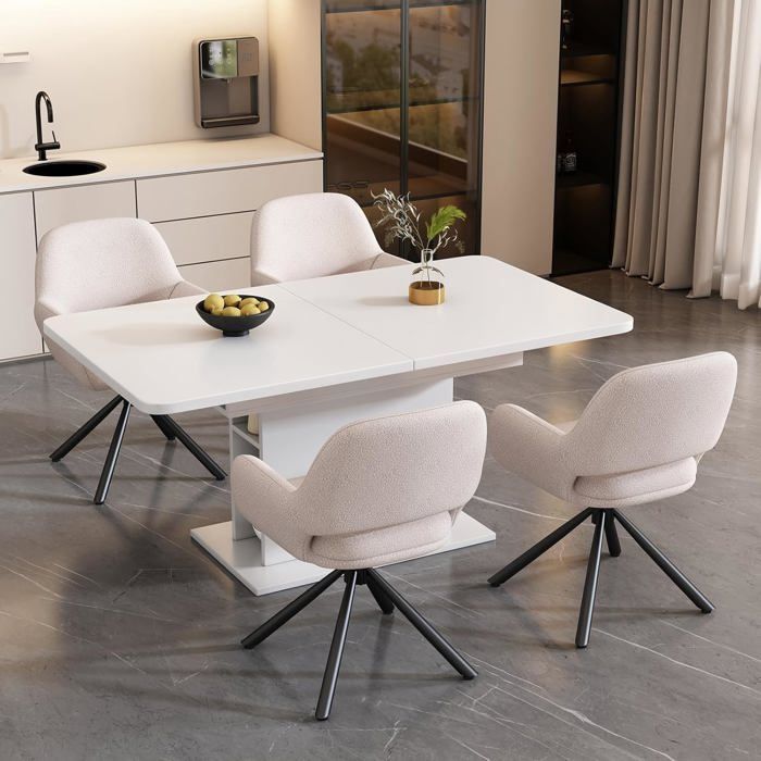 Ensemble de salle à manger moderne 5 pièces pour 4 personnes - Table rectangulaire de cuisine avec 4 chaises-Extensible-Sherpa