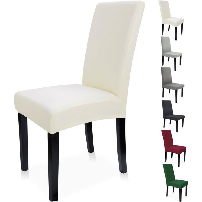 Housses de Chaise 6 Pièces Extensibles - Amovibles et Lavables - Protection Durable en Beige