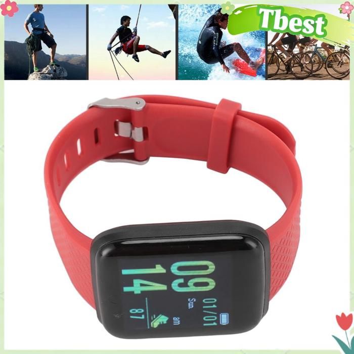 HURRISE Bracelet Fitness Tracker Smart IP65 pour Homme Femme Rouge