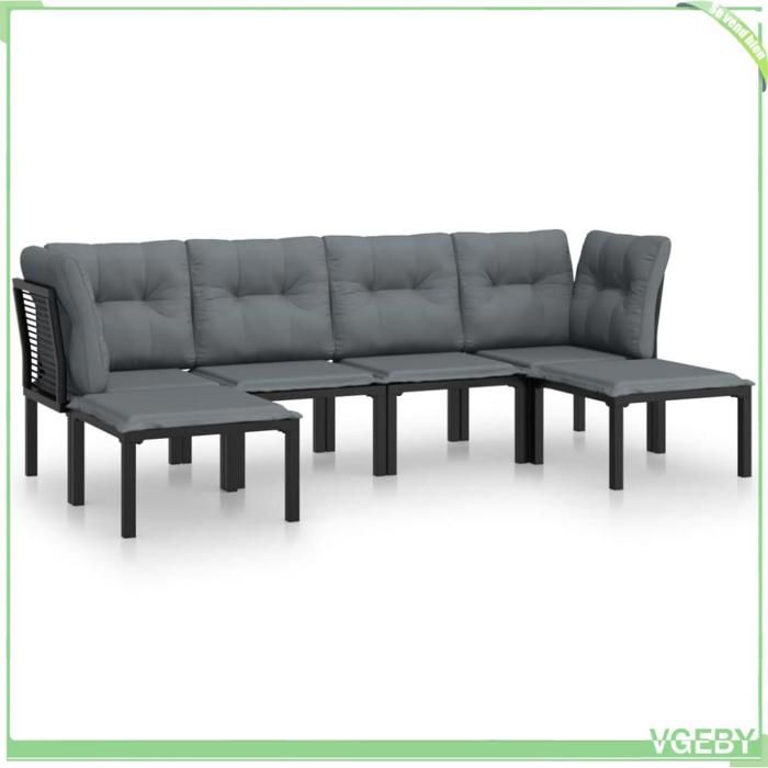 Salon de jardin 6 pcs - FAFEICY - 3187762 - Résine tressée imperméable - Cadre acier - Coussins rembourrés