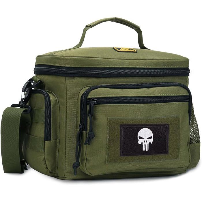 Sac Repas Homme Sac Isotherme Tactique avec Système MOLLE Étanche et Anti-Fuite Glacière Isolante pour M Vert
