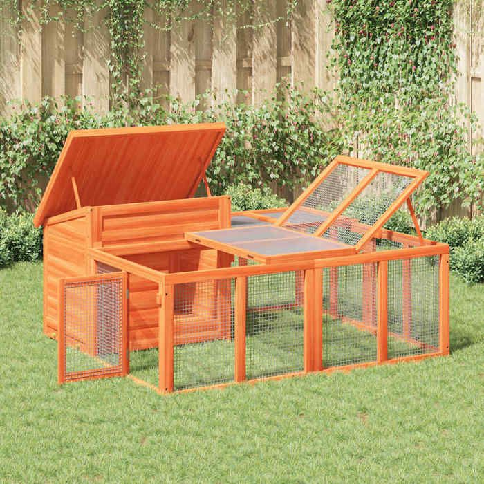 Clapier rustique - vidaXL - bois de pin massif contreplaqué - marron vert - 144 x 123 x 675 cm - hydrofuge - pour lextérieur ipk