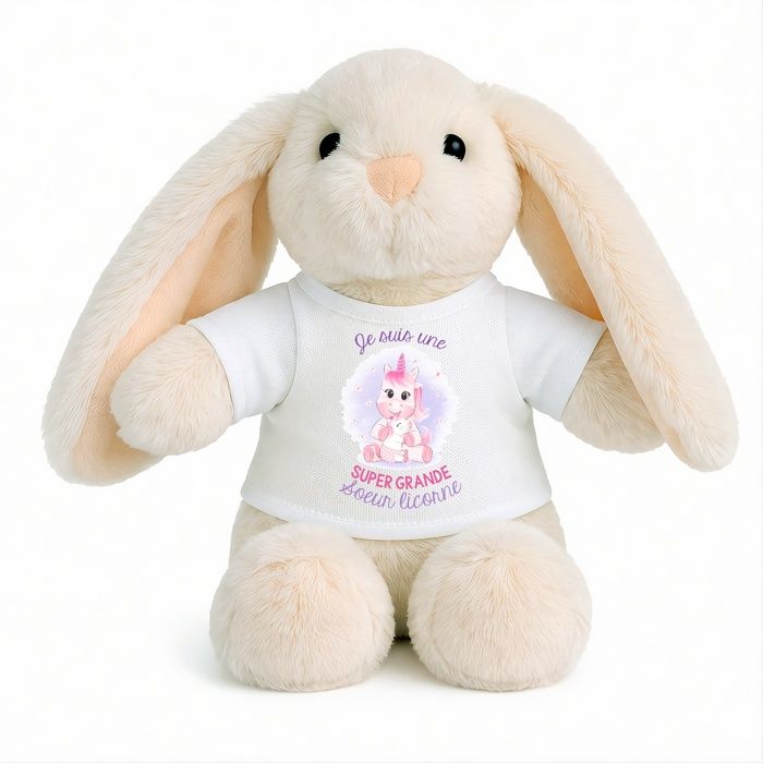 Planetee Peluche Lapin Bébé Doudou Famille Licorne Grande Soeur Cadeau Naissance Fille Nouveau-Né Baby Shower