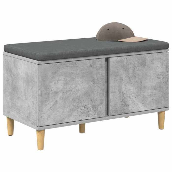Meuble de couloir - Banc dentrée - pour salon - avec coussin - Gris béton - 80x38x46 cm - design élégant - pour maison(44394）