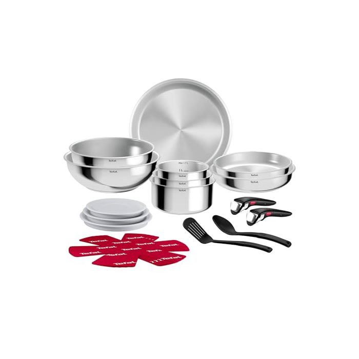 Batterie de cuisine - TEFAL - Ingenio Comfort Max - 19 pièces - Acier inoxydable - Poignées amovibles Batterie de cuisine - TEFAL - Ingenio Comfort Max - 19 pièces - Acier inoxydable - Poignées amovibles