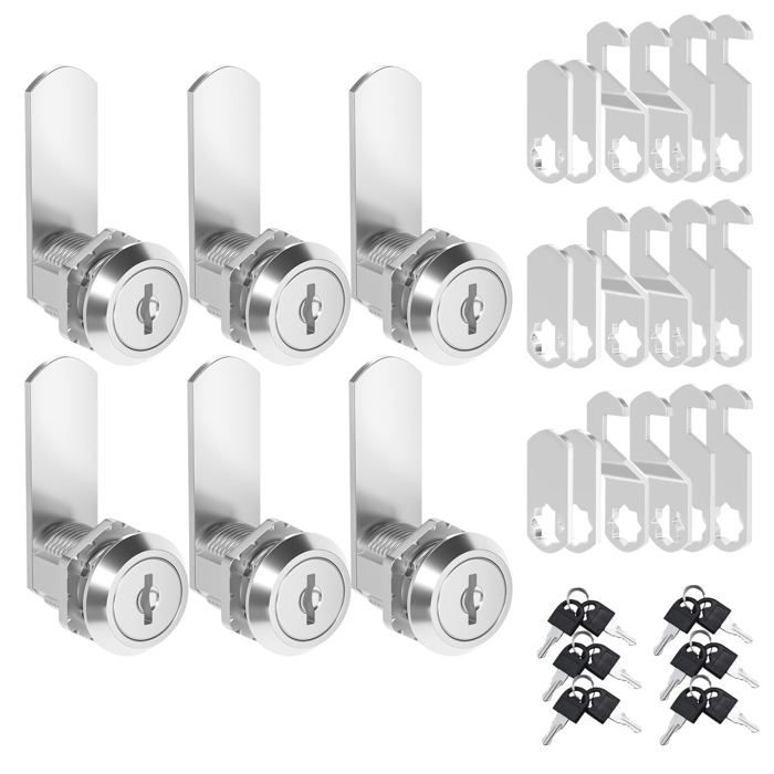 Lot de 6 Serrure Boite aux Lettres 20mm Serrure Encastrée avec 4 Plaques de Serrure Différentes Barillet pour Boite aux Lettres