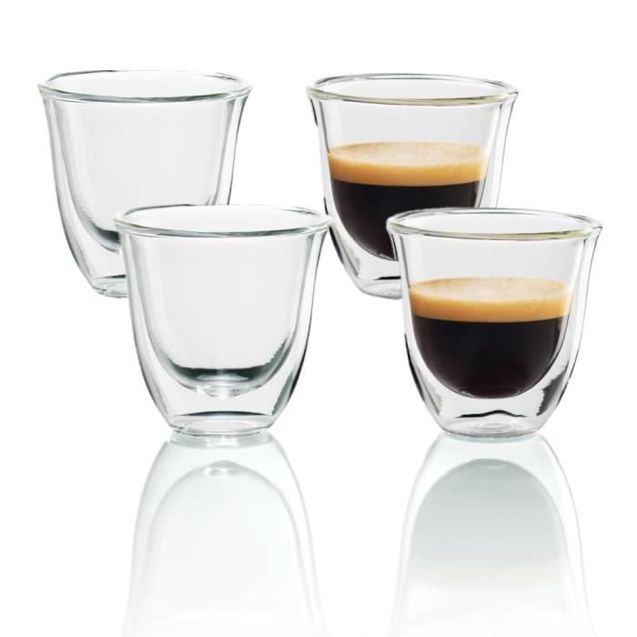 Lot de 4 tasses à café en verre borosilicate transparent isolé