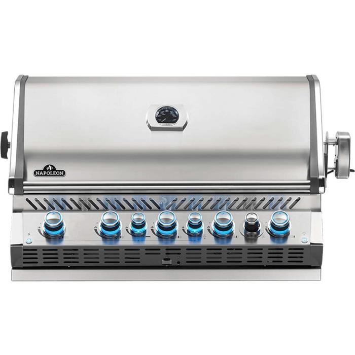 Barbecue à gaz encastrable NAPOLEON Prestige Pro 665 - 4 brûleurs + Sizzle Zone + brûleur arrière + Fumage 106 x 65 x 43 cm Gris