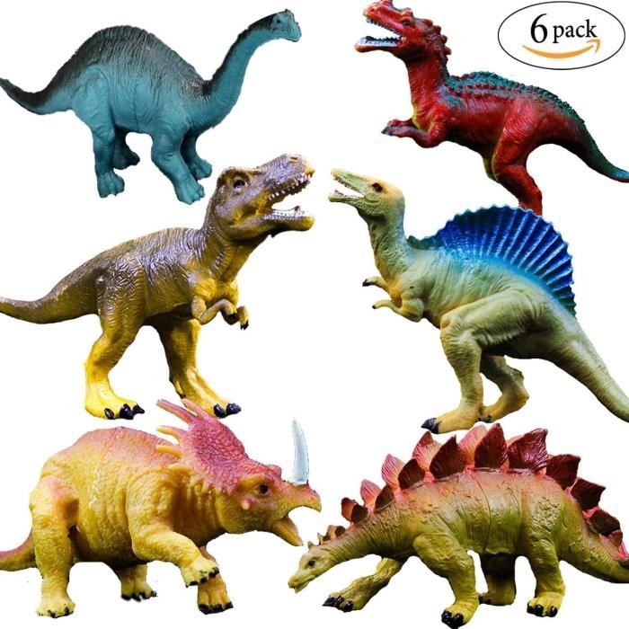 jouet de décompression de fête pour enfants matériau de qualité alimentaire TPR super élastique 6 pièces ensemble de figurines de dinosaures réalistes de 8 pouces Jouet de dinosaure en caoutchouc 