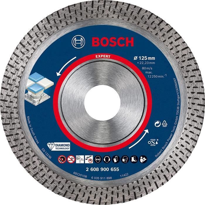 Bosch Professional 1x Disques à tronçonner diamantés Expert HardCeramic  (pour Carrelages dursPierre dureØ 125 mmAccessoires P [217] - Cdiscount  Bricolage