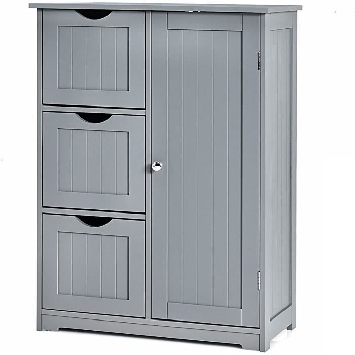 Meuble De Rangement Avec 3 Tiroirs Et 1 Placard – Étagère Réglable Pour Salon Ou Salle, Sans Marque