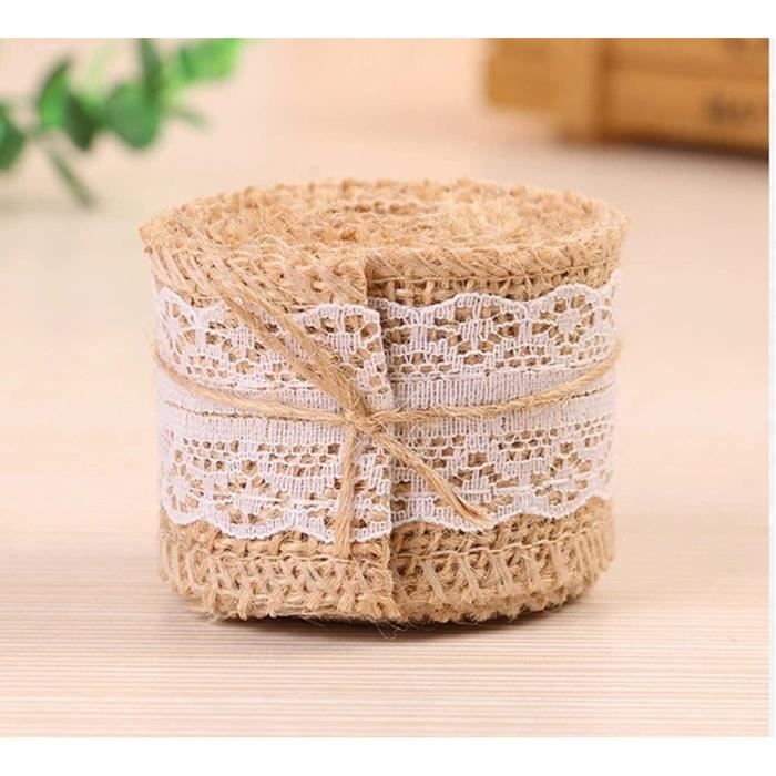 Ruban En Toile De Jute Naturel - 4 Cm X 10 M - Marron Rustique - Pour Décoration Mariage, Noël, Emballage Cadeau - 4