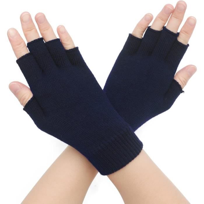 YMIFEEY 3 Paires Gants Demi-Doigts Gants sans Doigts d'Hiver Gants en