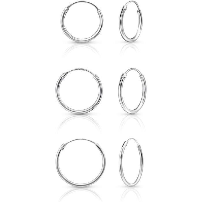 Boucles D'oreilles Créoles Fines - Anneau Gris De 4,7 Cm De Diamètre, Neuves Avec étiquettes