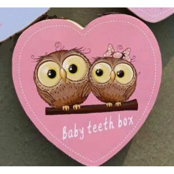 Version 2 Amour Coeur Bebe Dent Boite Organisateur Hibou Elephant Peinture Sauver Lait Dents Bois De Rangement Cadeau Pour Enfant Cdiscount Puericulture Eveil Bebe