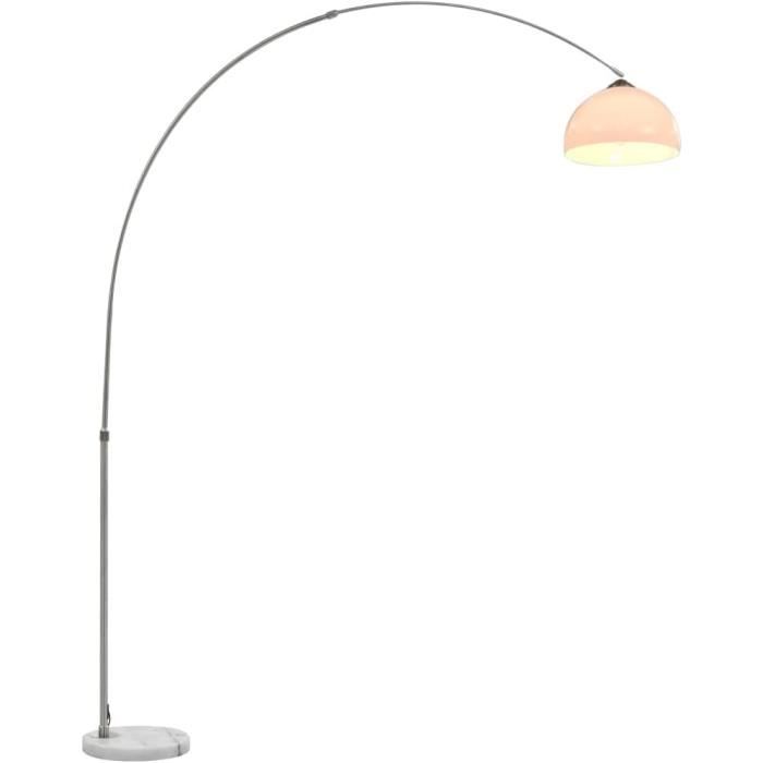 Lampadaire Moderne Hofstein – Métal Nickel/satiné/blanc, Pour Salon, Chambre, Couloir