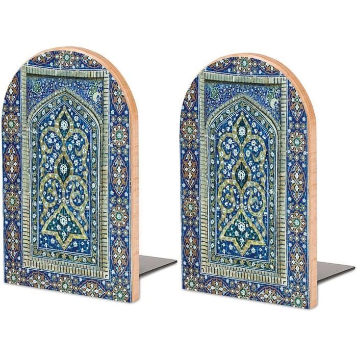 Serre-livres En Bois Avec Base Métal - Lot De 2 - Décoration Pratique Pour Bureau Et Bibliothèque - 12