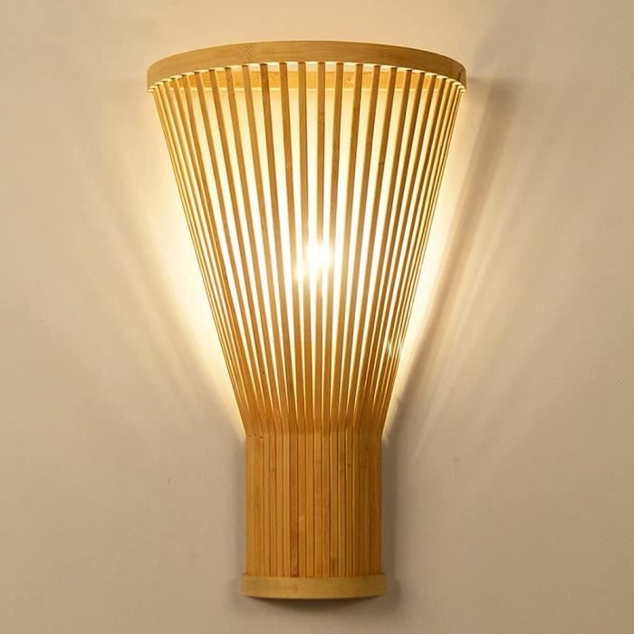 Applique Murale en Bambou Rétro, Lampe Murale Intérieur avec Osier