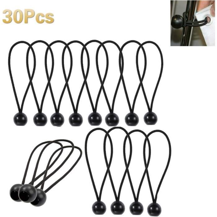 LOOGI Tendeurs élastiques avec Boule Lot de 25-10 cm Noir Tendeur bâche Sandow Elastique pour Bâche, Tente, Pavillon, Bannière, Auvent, Camping