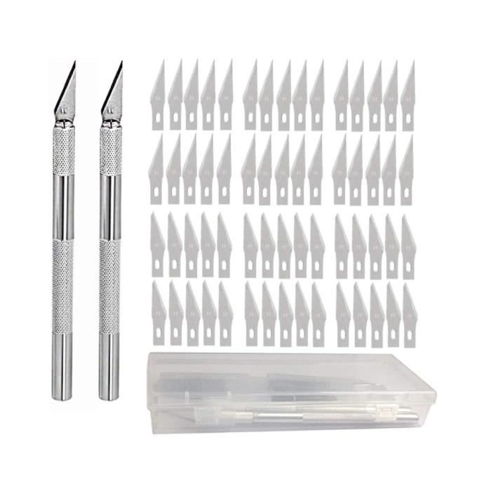 Cutter Précision Hoppe - 2 Couteaux + 40 Lames - Pour Bricolage, Art, Découpe