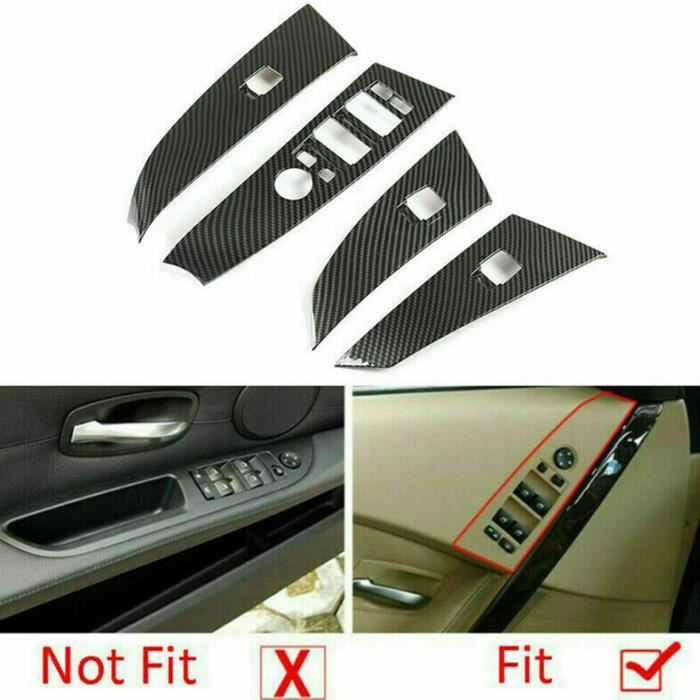Autocollant Cadre Lève-vitre Fibre Carbone Pour Mercedes - Modèles A, B, C, E, GLE, GLA, CLA, GLK - 5 Pièces