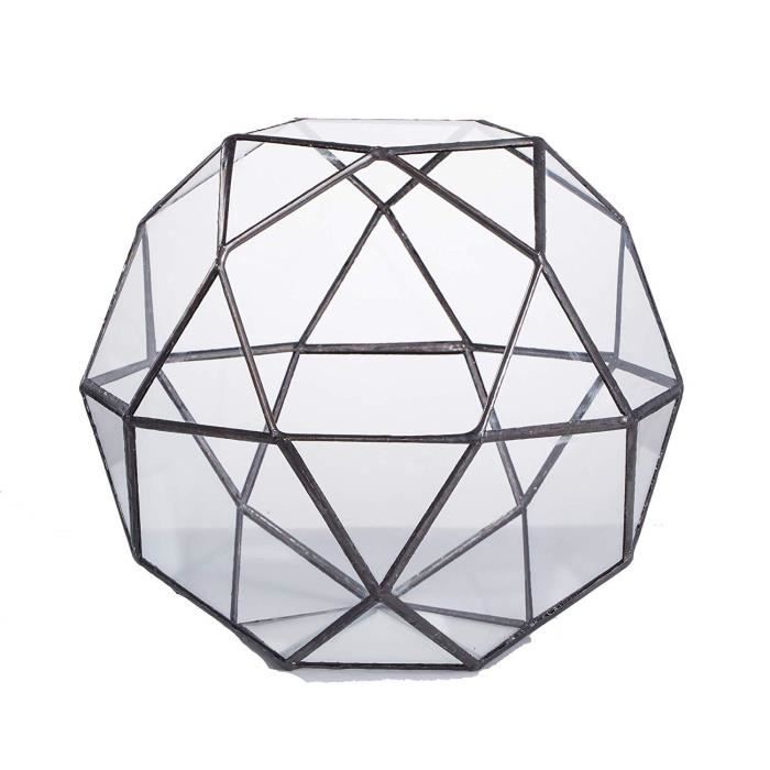 bonsaï pentagones et triangles 32 faces Terrarium moderne et artistique en verre transparent avec motifs géométriques pot pour plantes grasses fougère ou mousse 
