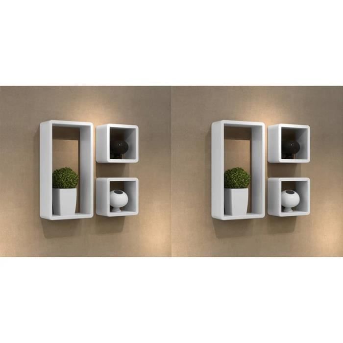 Etageres De Rangement Murales Sous Forme De Cube 6 Pcs Blanc
