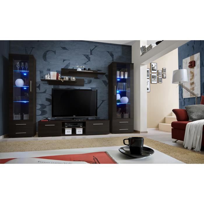 PRICE FACTORY - Meuble TV GALINO C design, coloris wengé. Meuble moderne et tendance pour votre salon.