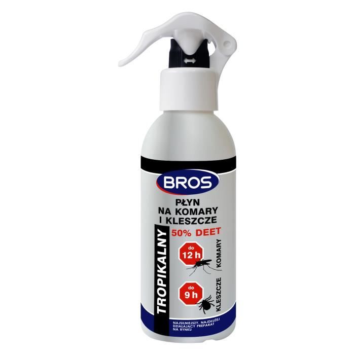 Bros Répulsif liquide contre moustiques tiques et mouches 50% DEET 130ml