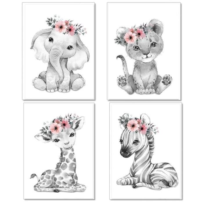 Youihom 3 Affiches Animaux Safari 30x40cm - Posters Boho Lion Tigre Hakuna Matata Chambre Enfant