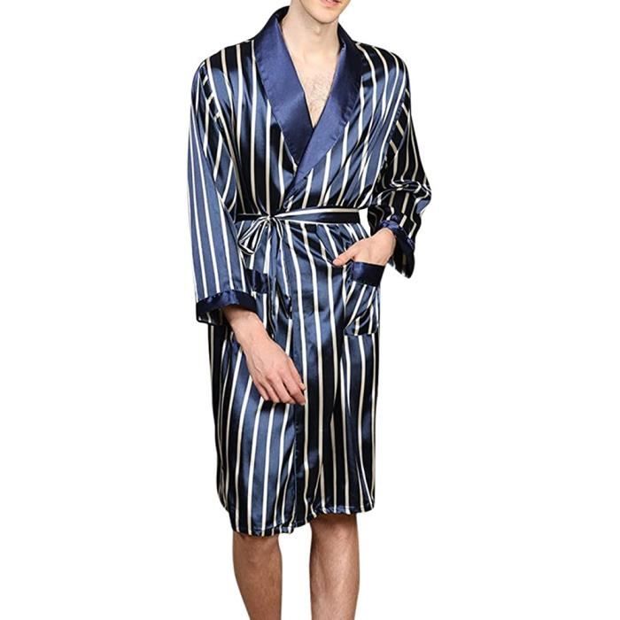 Peignoir Homme été Nuofengkudu Peignoir Homme Satin Kimono Léger