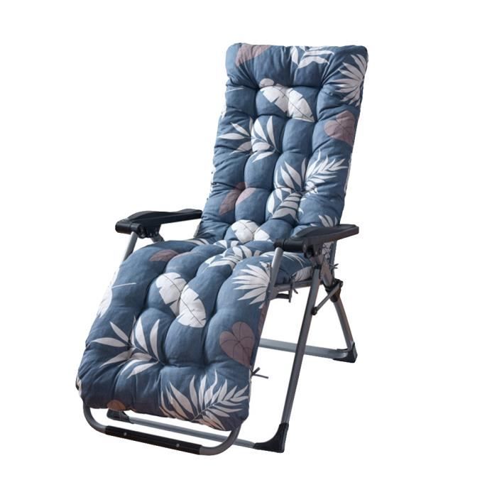 Coussin Chaise Longue Pliable Coussin Fauteuil Bain de Soleil Anti-Dérapant Coussin de Jardin Extérieur Intérieur 170x53x8cm