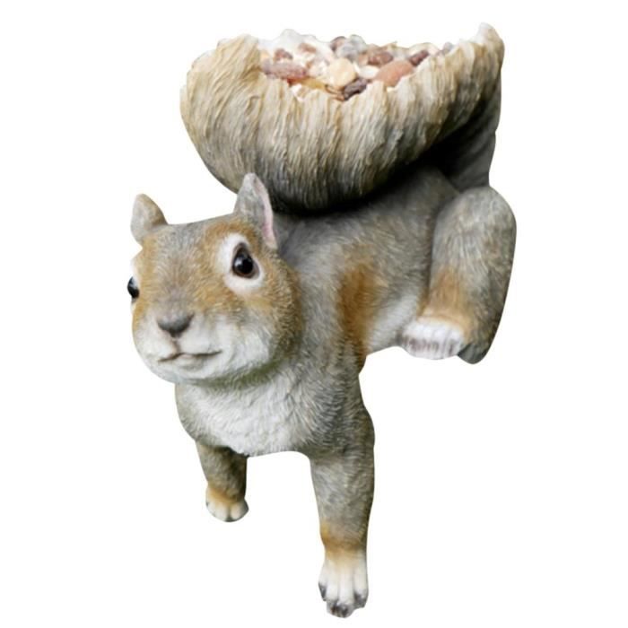 Statue de jardin en résine, Sculpture d'écureuil, conteneur de graines