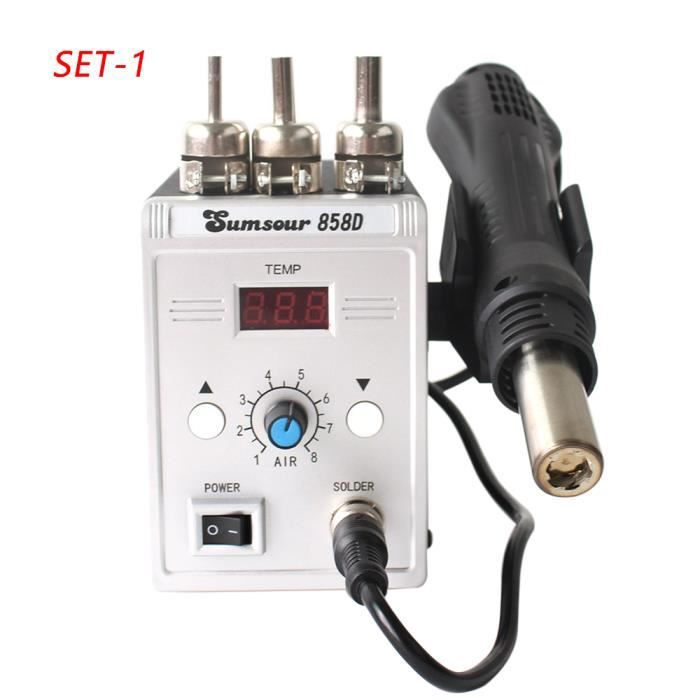 Station Air Chaud 858D 700W - Température Numérique 100-500°C, 3 Buses - Pour Soudage/dessoudage SMD, Réparation Téléphone - 2