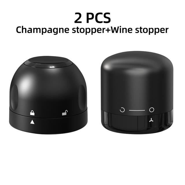 WIWONEY Lot De 4 Bouchons De Vin Sous Vide En Silicone Alimentaire - Noir - Réutilisables Et Hermétiques